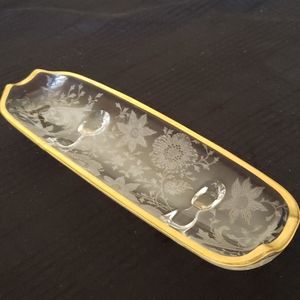 Glass Flower Etched Tray.